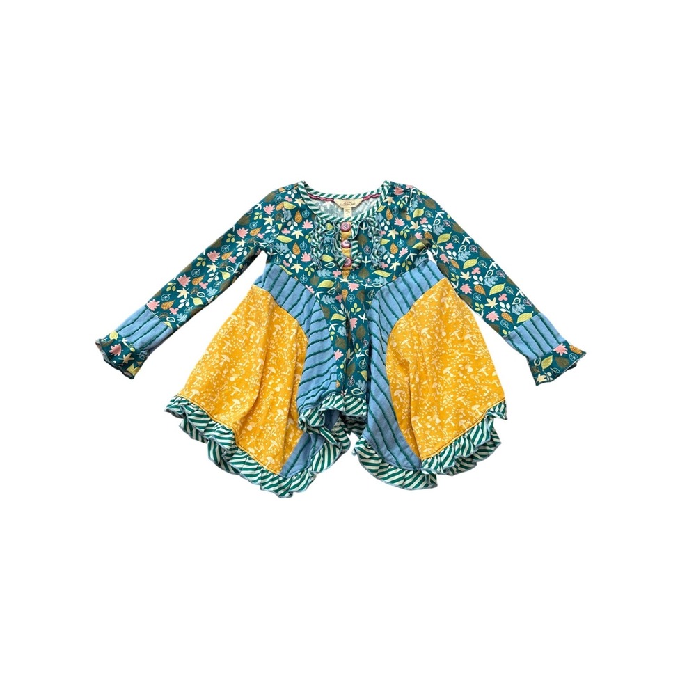 Matilda‎ Jane Tunic Kids Multicolor Mixed Media Floral Boho Ruffle SIZE 4